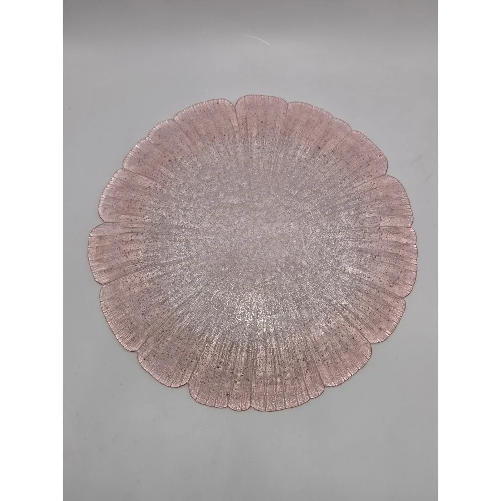 Vintage Larry Laslo for Mikasa Pink Art Glass Charger Plate Scalloped 12